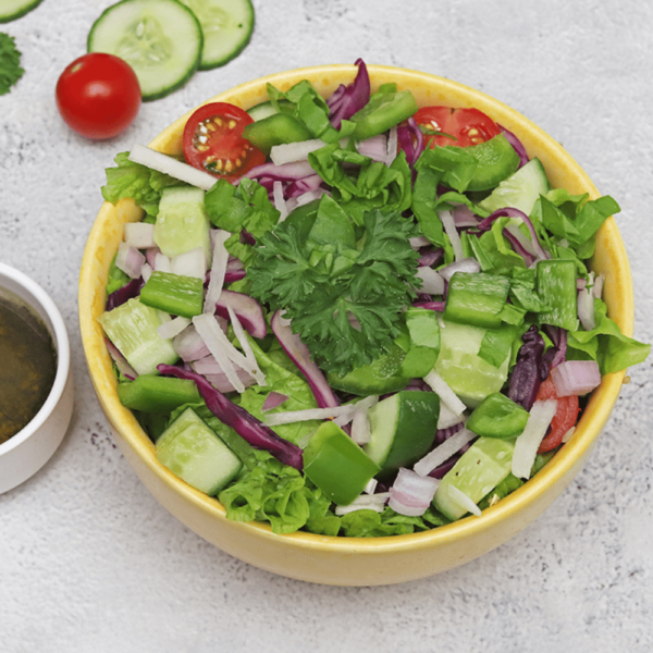 Lebanese Fattoush Salad with Fresh Vegetables and Crispy Pita